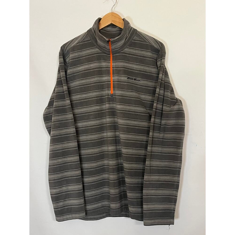 Eddie Bauer Quarter Zip Fleece Men's Pullover size TL Gray Pre-Owned